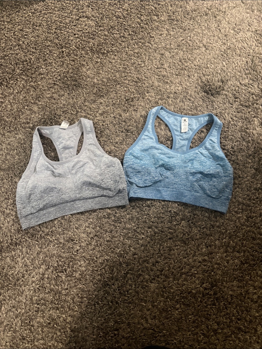 90 Degree By Reflex Heather Gray & Light Gray Racerback Sports Bra